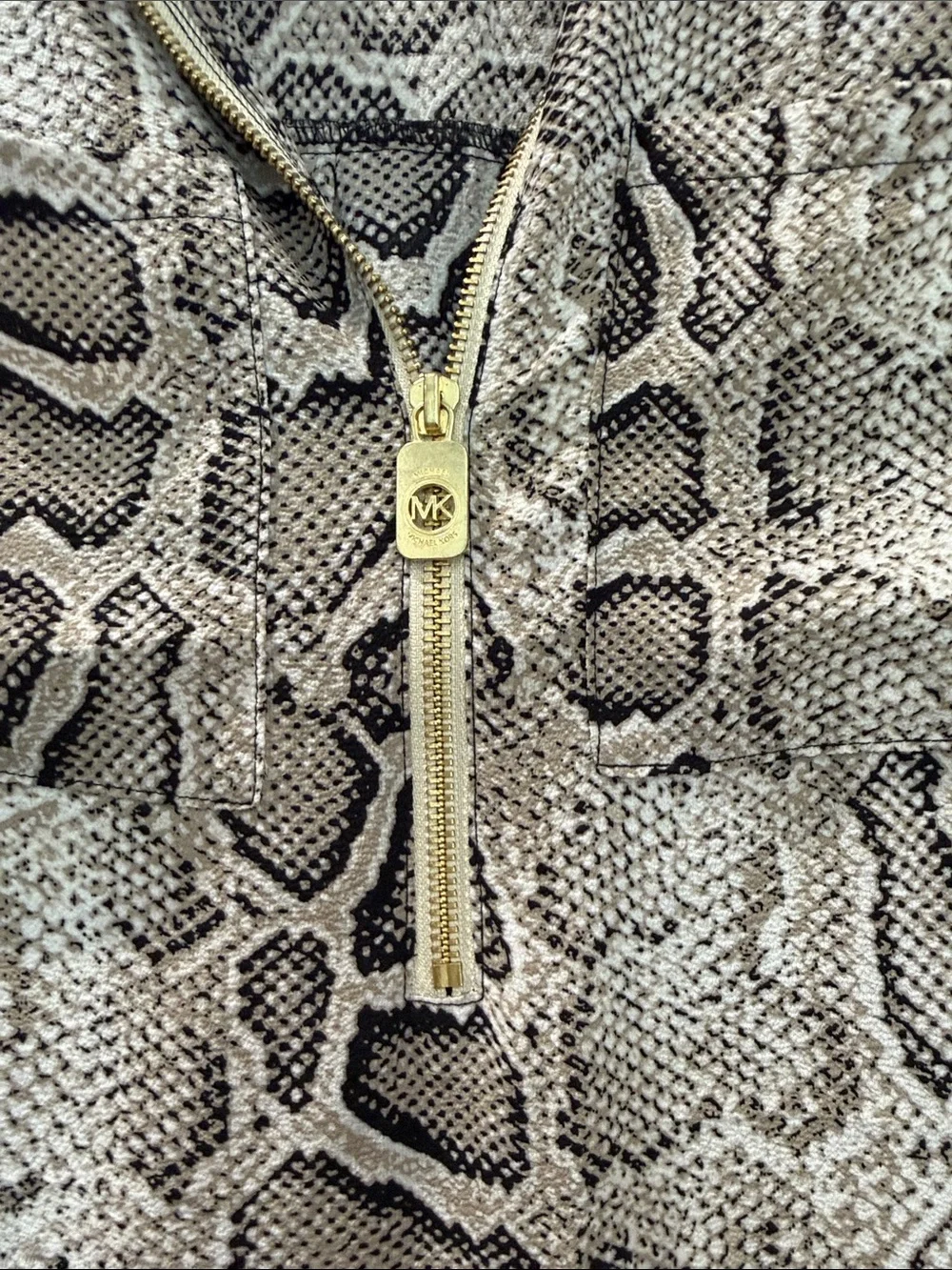 Michael Kors Taupe and Black Snake-Print Blouse